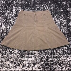 Kuhl Women Brown Cotton A-Line Outdoor Hiking Midi Skirt Size 8